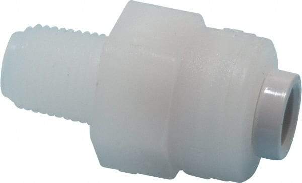 Parker - 1/4" Outside Diam, 1/8 NPTF, Kynar Push-to-Connect Tube Male Connector - 300 Max psi, Tan - Industrial Tool & Supply