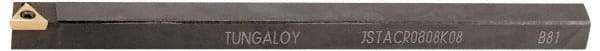 Tungaloy - JSTAC, Left Hand Cut, 8mm Shank Height x 8mm Shank Width, Positive Rake Indexable Turning Toolholder - 125mm OAL, TC..0802.. Insert Compatibility, Series J - Industrial Tool & Supply