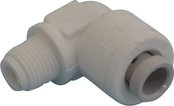 Parker - 1/4" Outside Diam, 1/8 NPTF, Polypropylene Push-to-Connect Tube Male Elbow - 150 Max psi, Tan - Industrial Tool & Supply