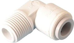 Parker - 3/8" Outside Diam, 3/8 NPTF, Polypropylene Push-to-Connect Tube Male Elbow - 150 Max psi, Tan - Industrial Tool & Supply