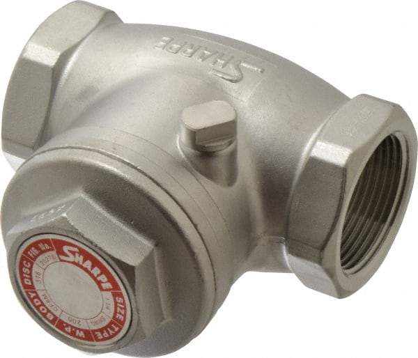 Sharpe Valves - 1-1/4" Stainless Steel Check Valve - FNPT x FNPT, 200 WOG - Industrial Tool & Supply