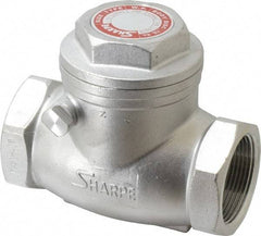 Sharpe Valves - 1-1/2" Stainless Steel Check Valve - FNPT x FNPT, 200 WOG - Industrial Tool & Supply