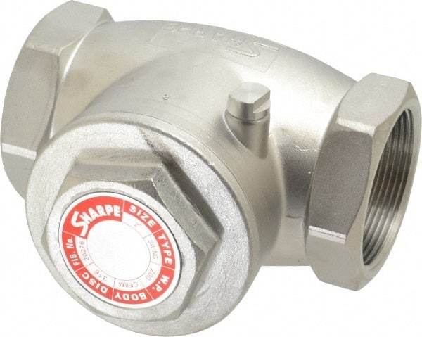 Sharpe Valves - 2" Stainless Steel Check Valve - FNPT x FNPT, 200 WOG - Industrial Tool & Supply