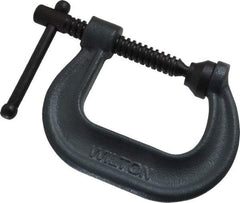 Wilton - Regular-Duty 2-1/8" Max Opening, 2-1/4" Throat Depth, Forged Steel Standard C-Clamp - 3,500 Lb Capacity, 0" Min Opening, Deep Throat - Industrial Tool & Supply