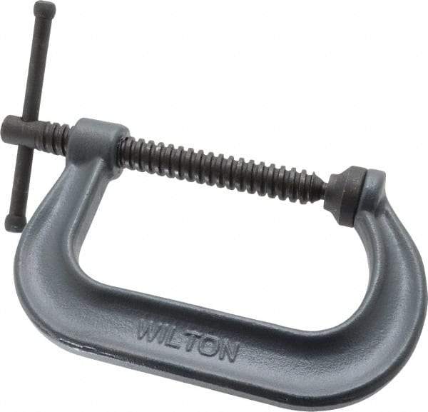 Wilton - Regular-Duty 4-1/4" Max Opening, 3-1/4" Throat Depth, Forged Steel Standard C-Clamp - 6,200 Lb Capacity, 0" Min Opening, Deep Throat - Industrial Tool & Supply
