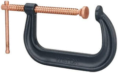 Wilton - Regular-Duty 6-1/16" Max Opening, 4-1/8" Throat Depth, Forged Steel Standard C-Clamp - 6,600 Lb Capacity, 0" Min Opening, Deep Throat - Industrial Tool & Supply