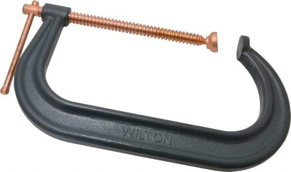 Wilton - Regular-Duty 10-1/8" Max Opening, 6" Throat Depth, Forged Steel Standard C-Clamp - 8,000 Lb Capacity, 2" Min Opening, Deep Throat - Industrial Tool & Supply