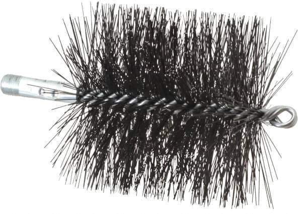 Schaefer Brush - 4-1/2" Brush Length, 4-1/2" Diam, Double Stem, Double Spiral Tube Brush - 7-1/2" Long, Tempered Steel Wire, 1/4" NPT Male Connection - Industrial Tool & Supply
