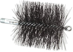 Schaefer Brush - 4-1/2" Brush Length, 4-1/2" Diam, Double Stem, Double Spiral Tube Brush - 7-1/2" Long, Tempered Steel Wire, 1/4" NPT Male Connection - Industrial Tool & Supply