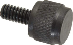 Gibraltar - 1/4-20 Knurled Shoulderless Steel Thumb Screw - 1" OAL, 5/8" Head Diam x 1/2" Head Height, Black Oxide Finish - Industrial Tool & Supply