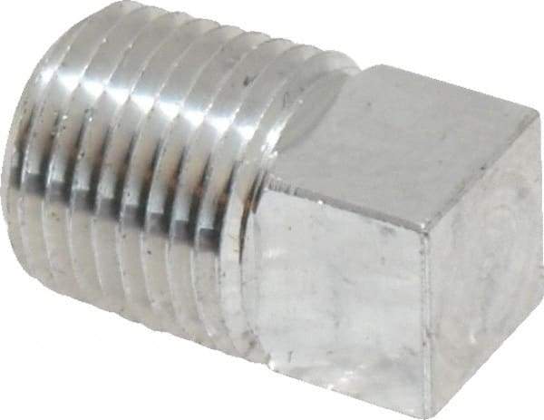 Latrobe Foundry - 1/8" Aluminum Pipe Square Head Plug - 150 psi, M End Connection, Grade 6061-T6 - Industrial Tool & Supply