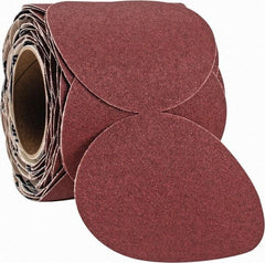 Norton - 5" Diam, 80 Grit Ceramic Adhesive PSA Disc - Coarse Grade, Maroon, F Weighted Backing, Flexible - Industrial Tool & Supply