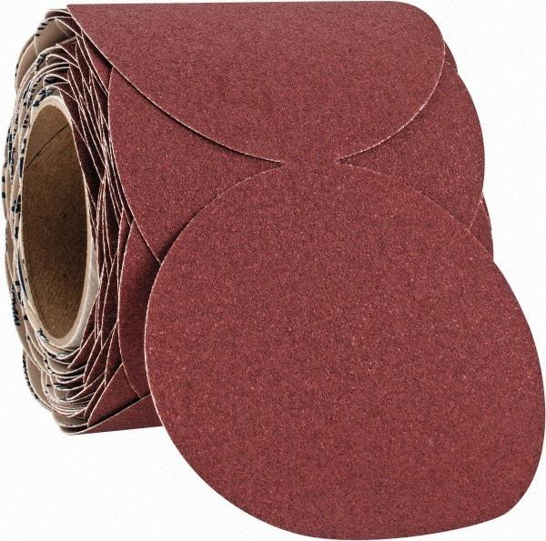 Norton - 5" Diam, 100 Grit Ceramic Adhesive PSA Disc - Medium Grade, Maroon, F Weighted Backing, Flexible - Industrial Tool & Supply
