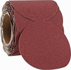 Norton - 5" Diam, 100 Grit Ceramic Adhesive PSA Disc - Medium Grade, Maroon, F Weighted Backing, Flexible - Industrial Tool & Supply