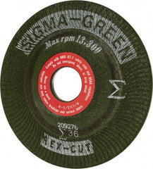 Rex Cut Product - 36 Grit, 4-1/2" Wheel Diam, 7/8" Arbor Hole, Type 27 Depressed Center Wheel - Ceramic, 13,300 Max RPM, Compatible with Angle Grinder - Industrial Tool & Supply