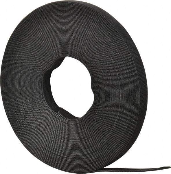 SpeedTech - 75' Long Black Nylon & Polyethylene Hook & Loop Strap - 50 Lb Tensile Strength - Industrial Tool & Supply