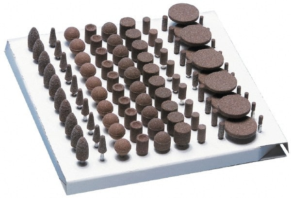 Grier Abrasives - 100 Piece Aluminum Oxide Vitrified Abrasive Point Set - Industrial Tool & Supply