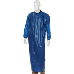 Ansell - 8 mil Thick Disposable & Chemical Resistant Apron - 8MIL BLUE XL VINYL HEAT SEAL COAT APRON - Industrial Tool & Supply