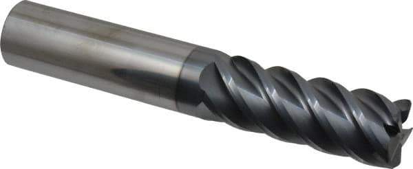 SGS - 1", 5 Flute, Single End, Solid Carbide, 0.06" Corner Radius End Mill - 6" OAL, 45° Helix, Right Hand Flute, 2-5/8" LOC, Right Hand Cut - Industrial Tool & Supply