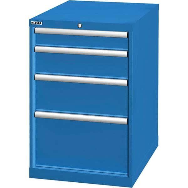LISTA - 4 Drawer, 21 Compartment Bright Blue Steel Modular Storage Cabinet - Industrial Tool & Supply