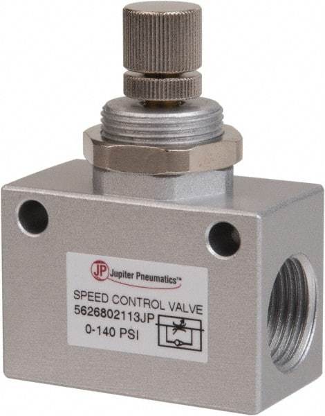 PRO-SOURCE - 1/2" NPT Inline Speed Control Valve - 0 to 140.78 psi & Aluminum Alloy Material - Industrial Tool & Supply