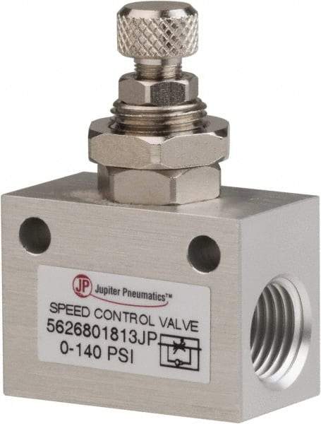 PRO-SOURCE - 1/4" NPT Inline Speed Control Valve - 0 to 140.78 psi & Aluminum Alloy Material - Industrial Tool & Supply