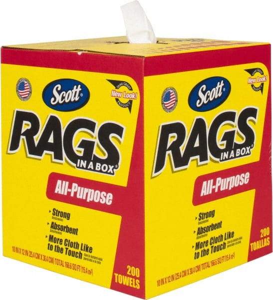 Scott - Virgin Double Re-Creped Rag - Medium Lint, White, 11 x 12", Comes in Box - Industrial Tool & Supply