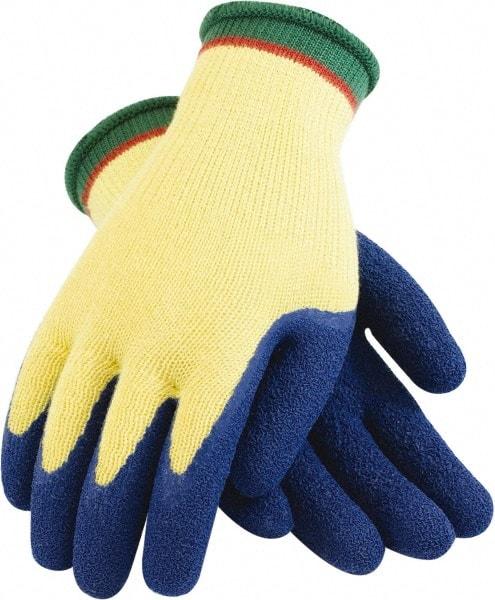 PRO-SAFE - Size S (7), ANSI Cut Lvl A4, Puncture Lvl 4, Abrasion Lvl 3, Kevlar Cut Resistant Gloves - 9.1" Long, Palm & Fingers Coated, Blue, Paired - Industrial Tool & Supply