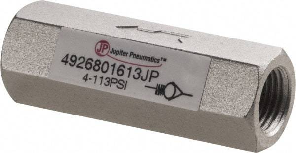 PRO-SOURCE - 1/8" Aluminum Check Valve - Inline, FNPT x FNPT - Industrial Tool & Supply