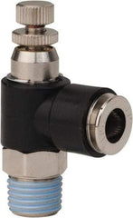 PRO-SOURCE - 1/4" NPT x 5/16" Tube OD Right Angle Flow Control Valve - 0 to 113.76 psi & Techno Polymer, Brass, Steel Material - Industrial Tool & Supply