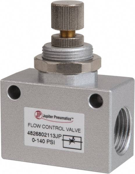 PRO-SOURCE - 1/2" NPT Inline Flow Control Valve - 0 to 140.78 psi & Aluminum Alloy Material - Industrial Tool & Supply
