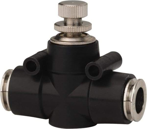 PRO-SOURCE - 3/8" Tube OD Inline Flow Control Valve - 0 to 113.76 psi & Techno Polymer, Brass, Steel Material - Industrial Tool & Supply