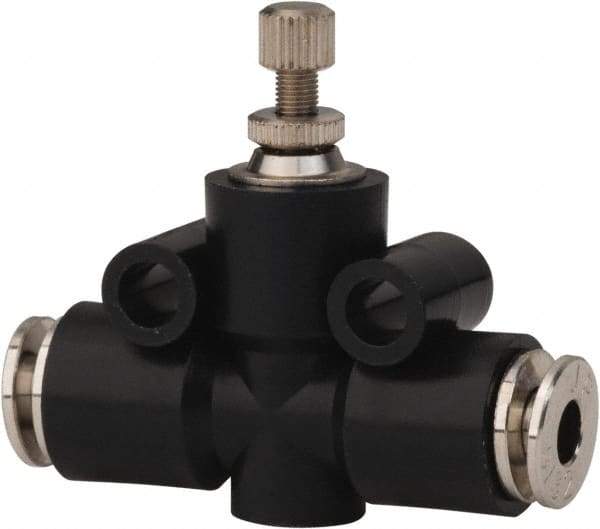 PRO-SOURCE - 5/32" Tube OD Inline Flow Control Valve - 0 to 113.76 psi & Techno Polymer, Brass, Steel Material - Industrial Tool & Supply