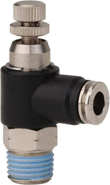 PRO-SOURCE - 1/4" Male NPT x 1/4" Tube OD Compact Banjo Valve - 0 to 113.76 psi & Techno Polymer, Brass, Steel Material - Industrial Tool & Supply