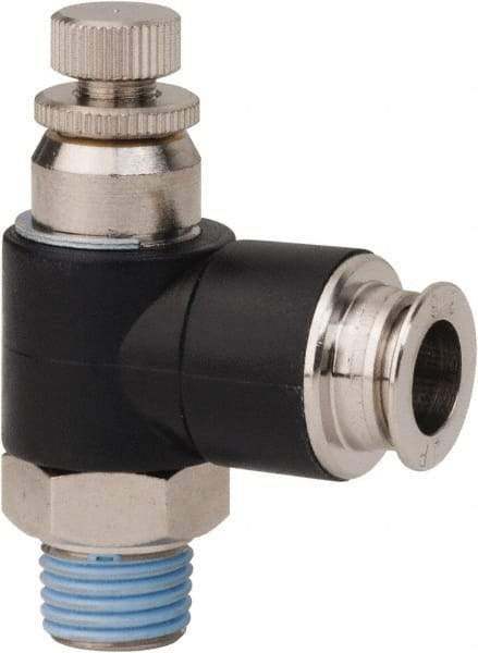 PRO-SOURCE - 1/4" Male NPT x 3/8" Tube OD Compact Banjo Valve - 0 to 113.76 psi & Techno Polymer, Brass, Steel Material - Industrial Tool & Supply
