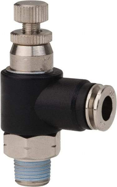 PRO-SOURCE - 1/8" Male NPT x 1/4" Tube OD Compact Banjo Valve - 0 to 113.76 psi & Techno Polymer, Brass, Steel Material - Industrial Tool & Supply