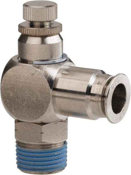 PRO-SOURCE - 3/8" Male NPT x 3/8" Tube OD Tamper Resistant Valve - 0 to 113.76 psi & Nickel Plated Brass Material - Industrial Tool & Supply