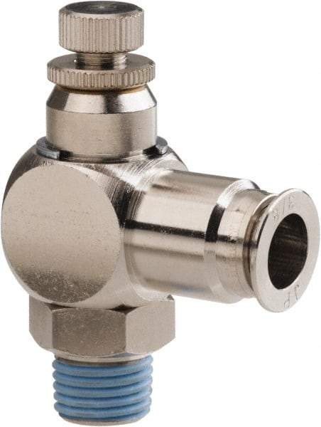 PRO-SOURCE - 1/4" Male NPT x 3/8" Tube OD Tamper Resistant Valve - 0 to 113.76 psi & Nickel Plated Brass Material - Industrial Tool & Supply