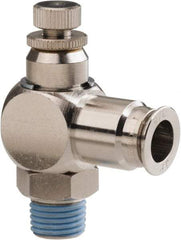 PRO-SOURCE - 1/4" Male NPT x 3/8" Tube OD Tamper Resistant Valve - 0 to 113.76 psi & Nickel Plated Brass Material - Industrial Tool & Supply