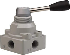 PRO-SOURCE - 1/2" NPT Manual Mechanical Valve - 4-Way, 3 Position, Lever, 0.98 CV Rate & 127.98 Max psi - Industrial Tool & Supply