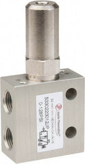 PRO-SOURCE - 1/8" NPT 3 Way, 2 Position Mini Mechanical Valve - 0.298 CV Rate, 7 CFM, 127.98 Max psi, Air Pilot/Spring Actuator - Industrial Tool & Supply