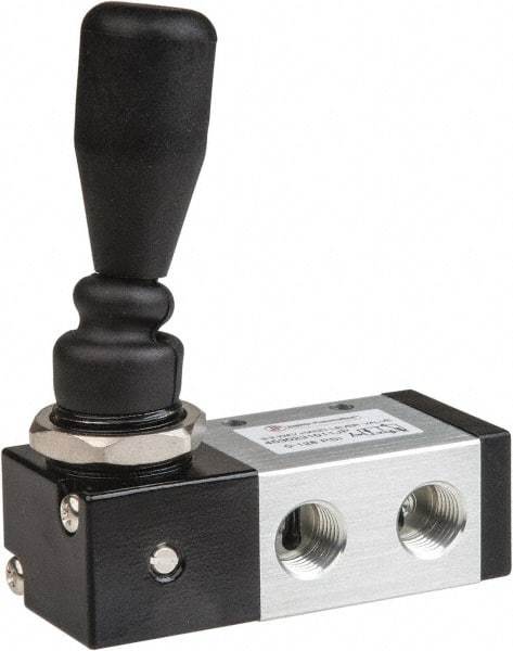 PRO-SOURCE - 1/4" NPT Manual Mechanical Valve - 3 Way, 2 Position, Lever/Detent, 0.98 CV Rate & 127.98 Max psi - Industrial Tool & Supply