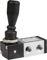 PRO-SOURCE - 1/4" NPT Manual Mechanical Valve - 3 Way, 2 Position, Lever/Detent, 0.98 CV Rate & 127.98 Max psi - Industrial Tool & Supply