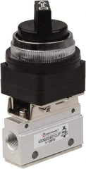 PRO-SOURCE - 1/8" NPT Mechanically Operated Air Valve - 3 Way, 2 Position, Selector/Manual, 0.1 CV Rate & 127.98 Max psi - Industrial Tool & Supply