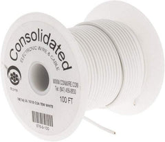 Made in USA - 18 AWG, 16 Strand, 100' OAL, Tinned Copper Hook Up Wire - White PVC Jacket, 0.106" Diam - Industrial Tool & Supply