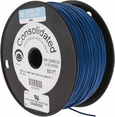 Made in USA - 20 AWG, 10 Strand, 500' OAL, Tinned Copper Hook Up Wire - Blue PVC Jacket, 0.07" Diam - Industrial Tool & Supply