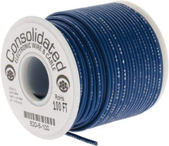 Made in USA - 20 AWG, 10 Strand, 100' OAL, Tinned Copper Hook Up Wire - Blue PVC Jacket, 0.07" Diam - Industrial Tool & Supply