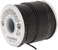 Made in USA - 20 AWG, 10 Strand, 100' OAL, Tinned Copper Hook Up Wire - Black PVC Jacket, 0.07" Diam - Industrial Tool & Supply