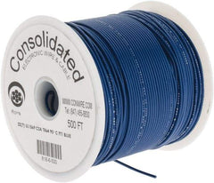 Made in USA - 22 AWG, 7 Strand, 500' OAL, Tinned Copper Hook Up Wire - Blue PVC Jacket, 0.062" Diam - Industrial Tool & Supply