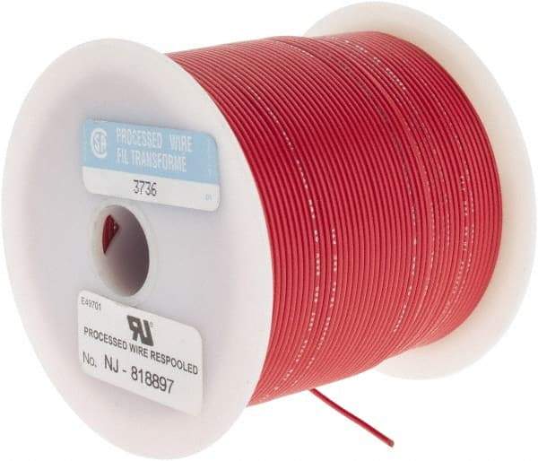 Made in USA - 22 AWG, 7 Strand, 500' OAL, Tinned Copper Hook Up Wire - Red PVC Jacket, 0.062" Diam - Industrial Tool & Supply